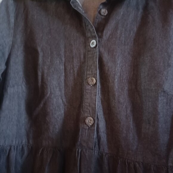 Nine West Women's Long Sleeve Button-Up Short Dress M Black - Picture 5 of 5